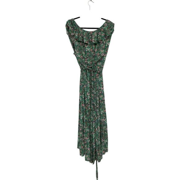 Boden Womens Wrap Dress UK 20 US 16 18 Green Floral Midi Ruffle Vneck D0174 NWT - Picture 3 of 13
